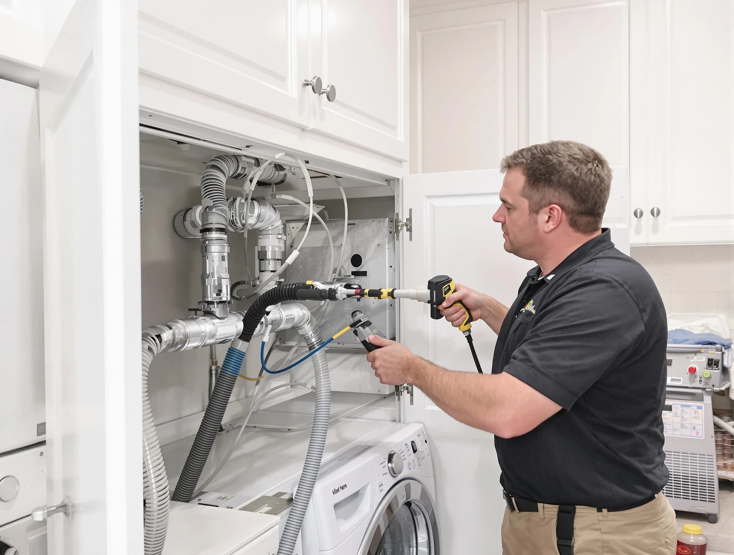 Lowell Dryer Vent Cleaning professional removing severe blockage from a clogged dryer vent in Lowell