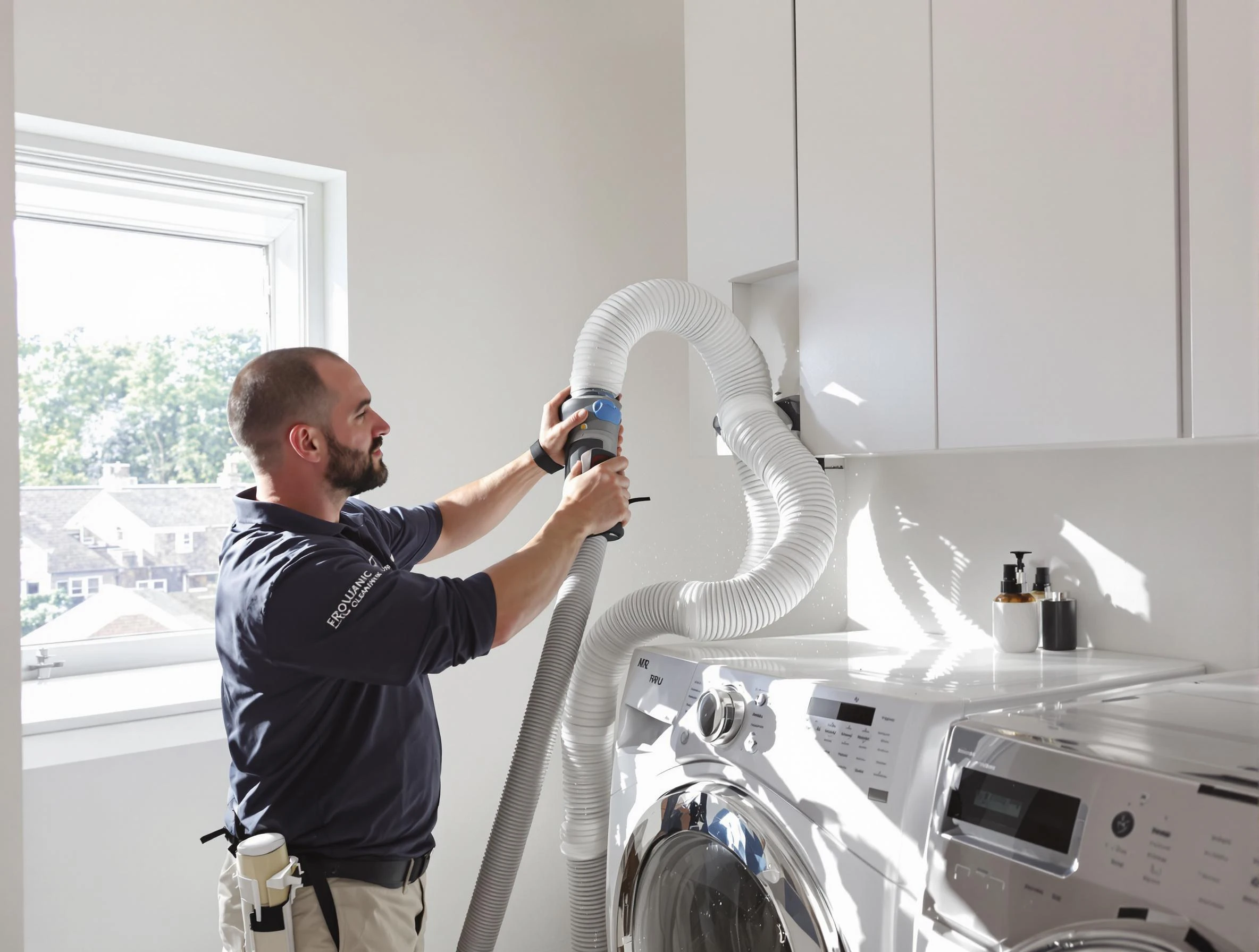 Certified Lowell Dryer Vent Cleaning technician performing dryer vent cleaning in Lowell